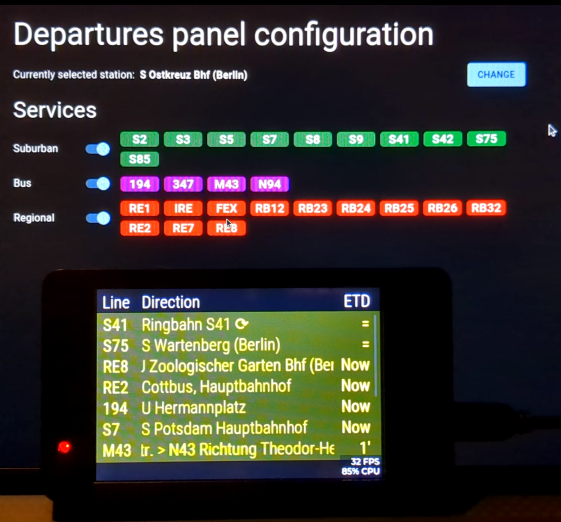 Sunton 3248S035C board (front), configuration panel (back)